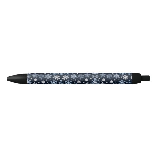 Stylo Noir Snowflakes Winter Design Blue Cold Cute (Devant)