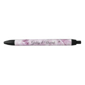 Stylo Noir Soft rose Hydrangea Mariage Enregistrer la date (Devant)