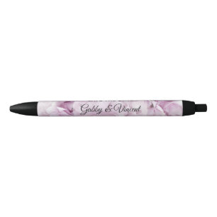 Stylo Noir Soft rose Hydrangea Mariage Enregistrer la date