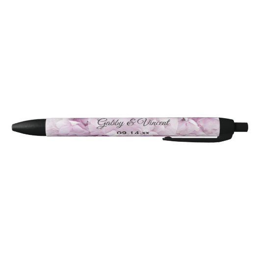 Stylo Noir Soft rose Hydrangea Mariage Enregistrer la date (Bas)