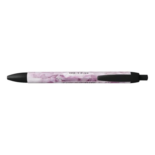 Stylo Noir Soft rose Hydrangea Mariage Enregistrer la date (Dos)