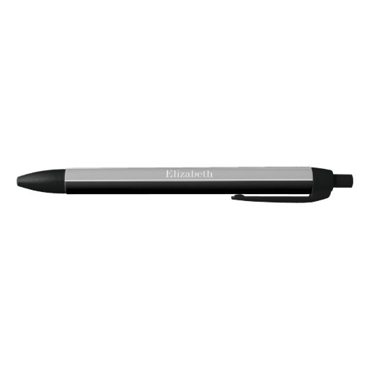 Stylo Noir Solid Black, Dark Gray Ribbon Nom Monogram (Bas)