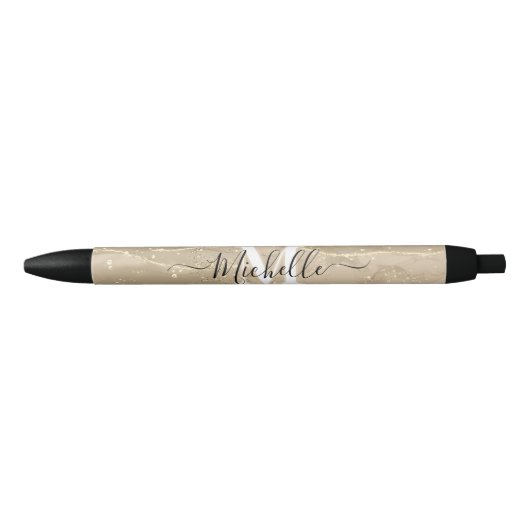 Stylo Noir Sparkling Sand Monogram Custom Autograph Pen (Devant)