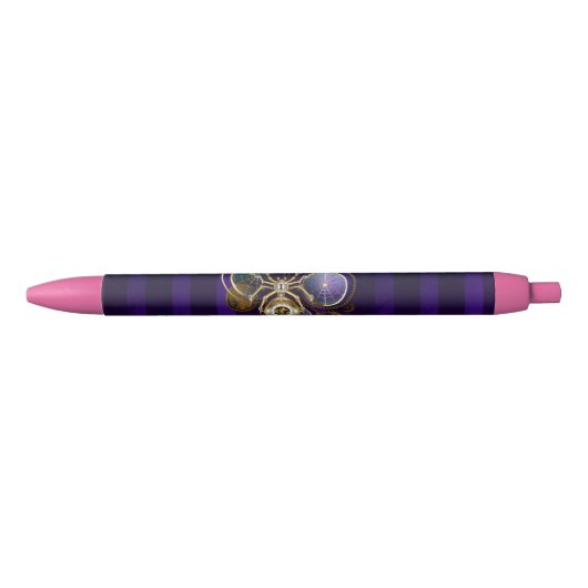 Stylo Noir Spider Steampunk sur Arrière - plan pourpre (Devant)