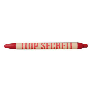 Stylo Noir Stamped Top Secret Black Ink Pen