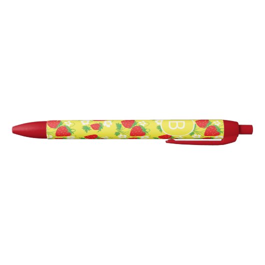 Stylo Noir Strawberry and Flower Yellow Pattern Monogrammed (Bas)