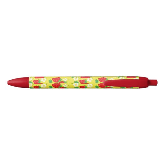 Stylo Noir Strawberry and Flower Yellow Pattern Monogrammed (Dos)