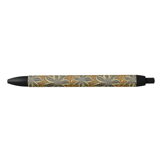 Stylo Noir Style Batik Floral Abstrait africain (Devant)
