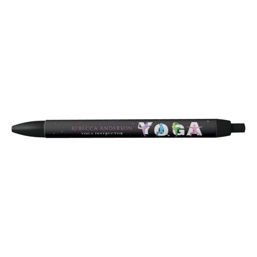 Stylo Noir Style d'instructeur de yoga moderne | Guérison hol (Devant)