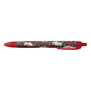 Stylo Noir Stylo/crâne et roses