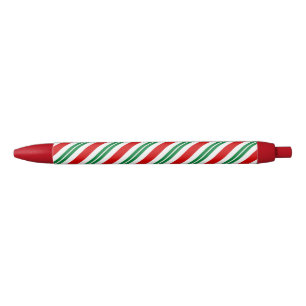 Stylo Noir sucre de canne de menthe poivrée à motif rayé