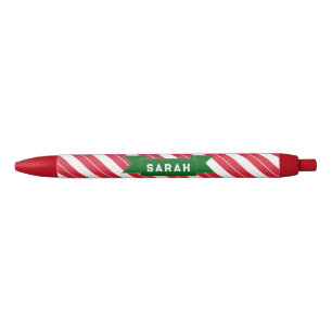 Stylo Noir Sucre de canne de Noël personnalisé