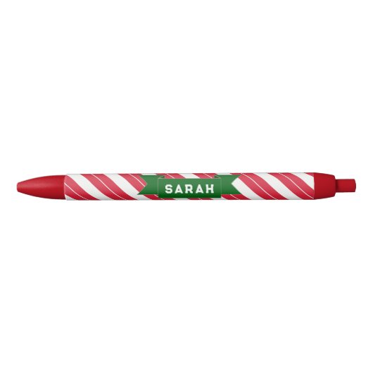 Stylo Noir Sucre de canne de Noël personnalisé (Devant)