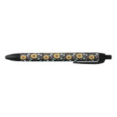 Stylo Noir Sunflowers Aquarelle Nom personnalisé (Bas)