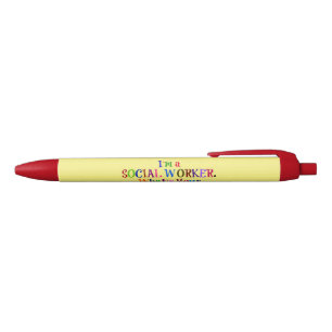 Stylo Noir Superhéros du travailleur social, texte coloré,