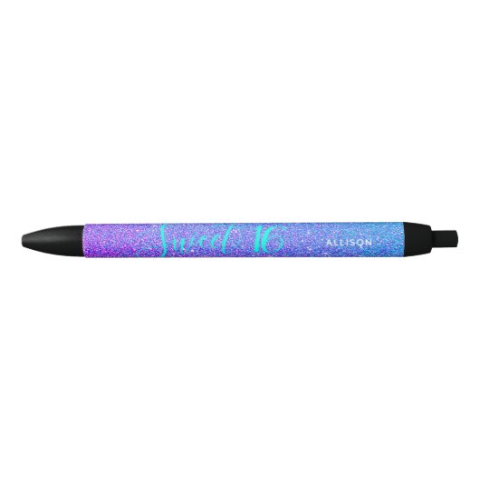 Stylo Noir Sweet 16 Turquoise Parties scintillant violet Éper (Devant)