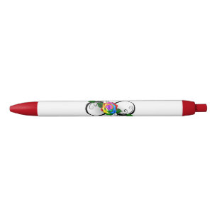 Stylo Noir Symbole d'infini avec rose arc-en-ciel