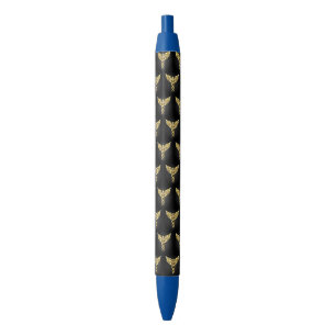 Stylo Noir Symbole Polygonal Or Caduceus
