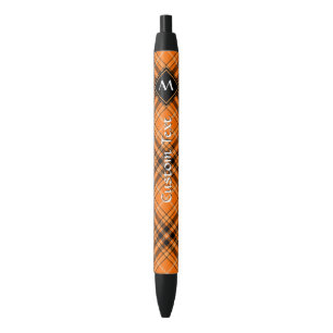 Stylo Noir Tartan orange d'Halloween