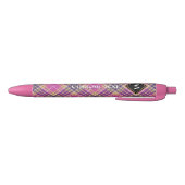Stylo Noir Tartan rose, or et bleu (Bas)