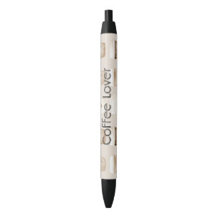 Stylo Noir Tasses cœur café crème