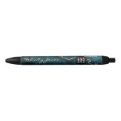 Stylo Noir Teal - Agate dorée et turquoise Affaires (Devant)