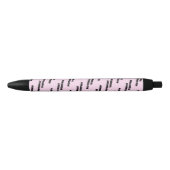Stylo Noir Tendance Noir Rose Monogramme Script Nom Modèle  (Devant)