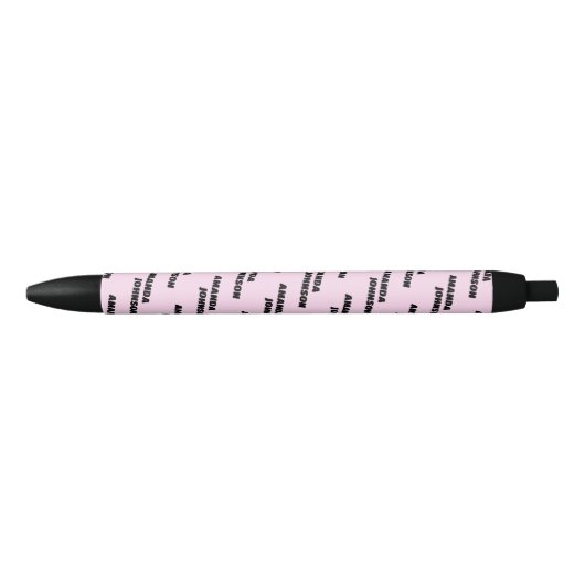 Stylo Noir Tendance Noir Rose Monogramme Script Nom Modèle  (Devant)