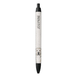 Stylo Noir Tête de chien Retriever doré crème Nom personnalis