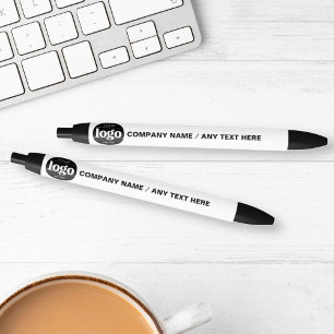 Stylo Noir Texte de logo Promotionnel d'entreprise Blanc  