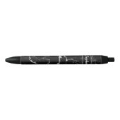 Stylo Noir Texture de faux marbre noir avec nom personnalisé (Devant)