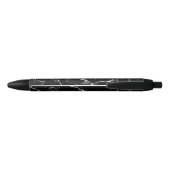 Stylo Noir Texture de faux marbre noir avec nom personnalisé (Dos)