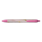 Stylo Noir Texture de marbre doré et rose (Dos)
