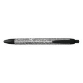 Stylo Noir Texture de paillettes argentées fausses et nom per (Dos)
