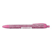 Stylo Noir Texture de paillettes roses fausses avec nom perso (Haut)