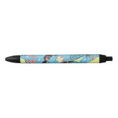 Stylo Noir Texture tropicale avec des toucans et des colibris (Devant)