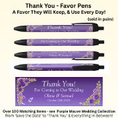 Stylo Noir Thank You, Purple Mauve Flowers & White Wedding