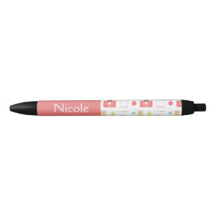Stylo Noir Thème rose d'infirmière