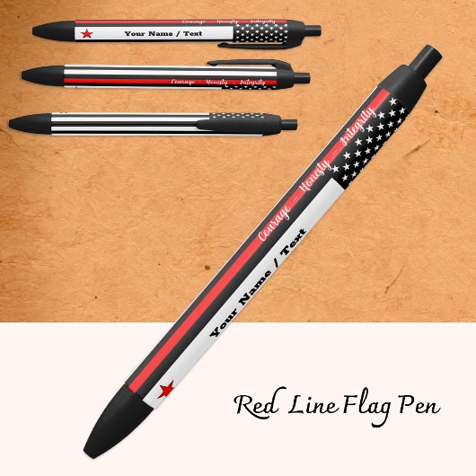 Stylo Noir Thin Red Line, drapeau américain, personnalisé pou