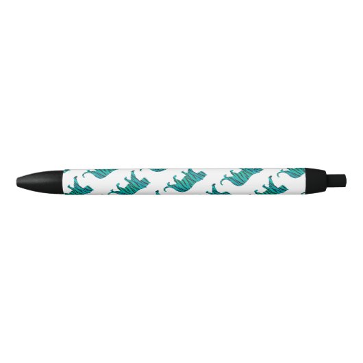 Stylo Noir Tiger noir et Turquoise (Devant)