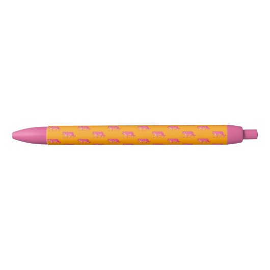 Stylo Noir Tigre rose chaud sur Motif orange gras (Devant)
