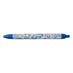 Stylo Noir Tissu brocart damassé fleur de Venise de William M