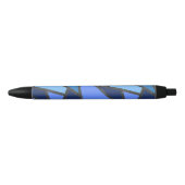 Stylo Noir Tons de motif en vitrail bleu (Devant)