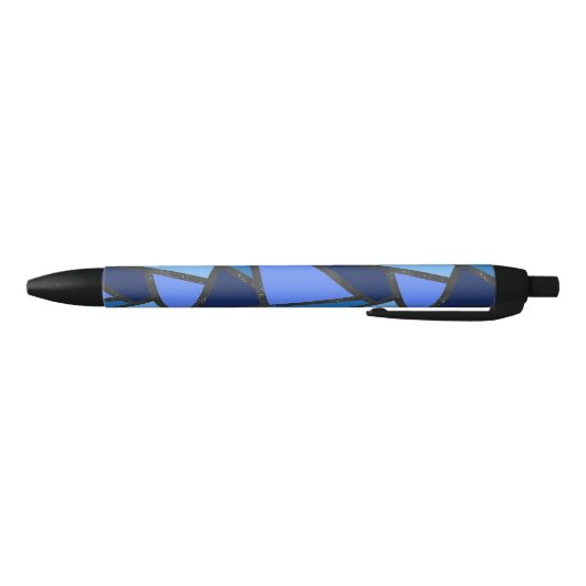 Stylo Noir Tons de motif en vitrail bleu (Bas)