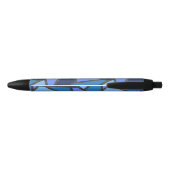 Stylo Noir Tons de motif en vitrail bleu (Dos)