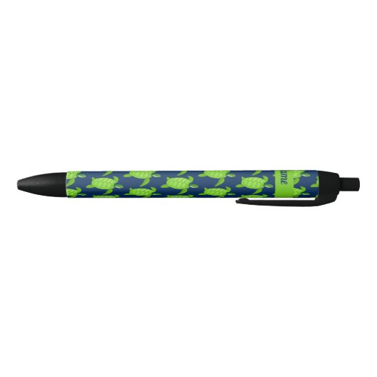 Stylo Noir Tortue verte personnalisée sur la marine (Bas)