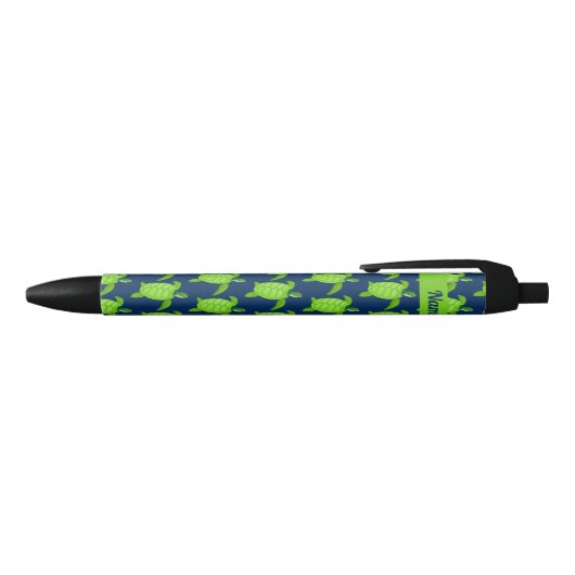 Stylo Noir Tortue verte personnalisée sur la marine (Haut)