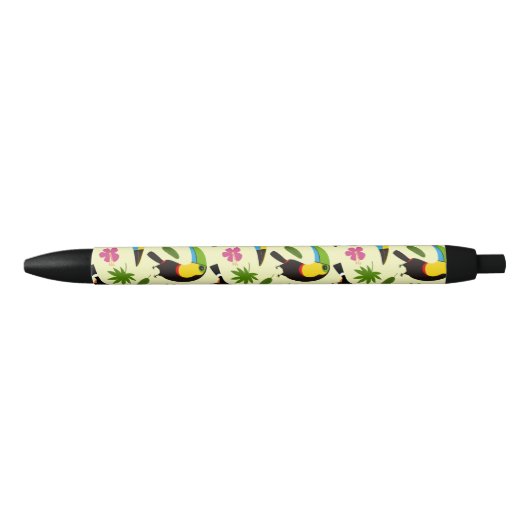 Stylo Noir Toucan Tropical Summer Motif - Jaune (Devant)