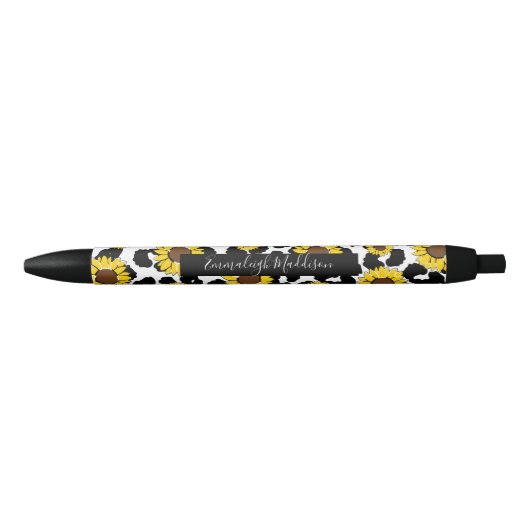 Stylo Noir Tournesol Rustique Pays Vache Imprimer (Devant)