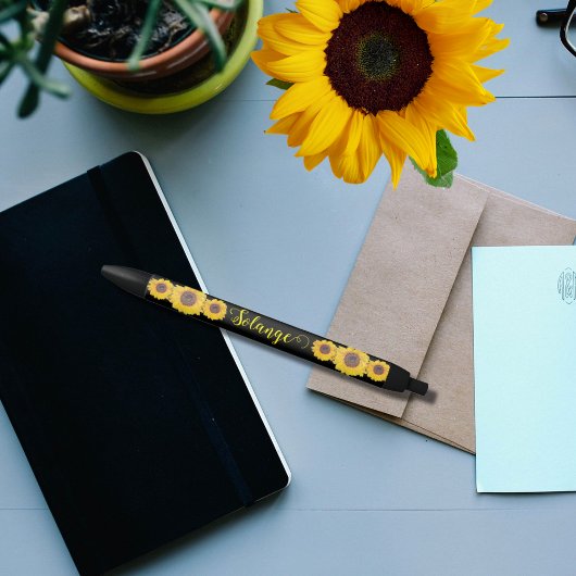 Stylo Noir Tournesol trio -personnalisé